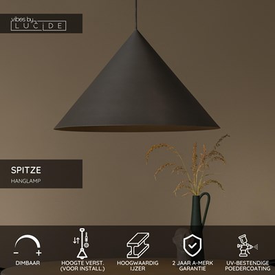 Lucide SPITZE - Hanglamp - Ø 60 cm - 1xE27 - Grijs | Vibes